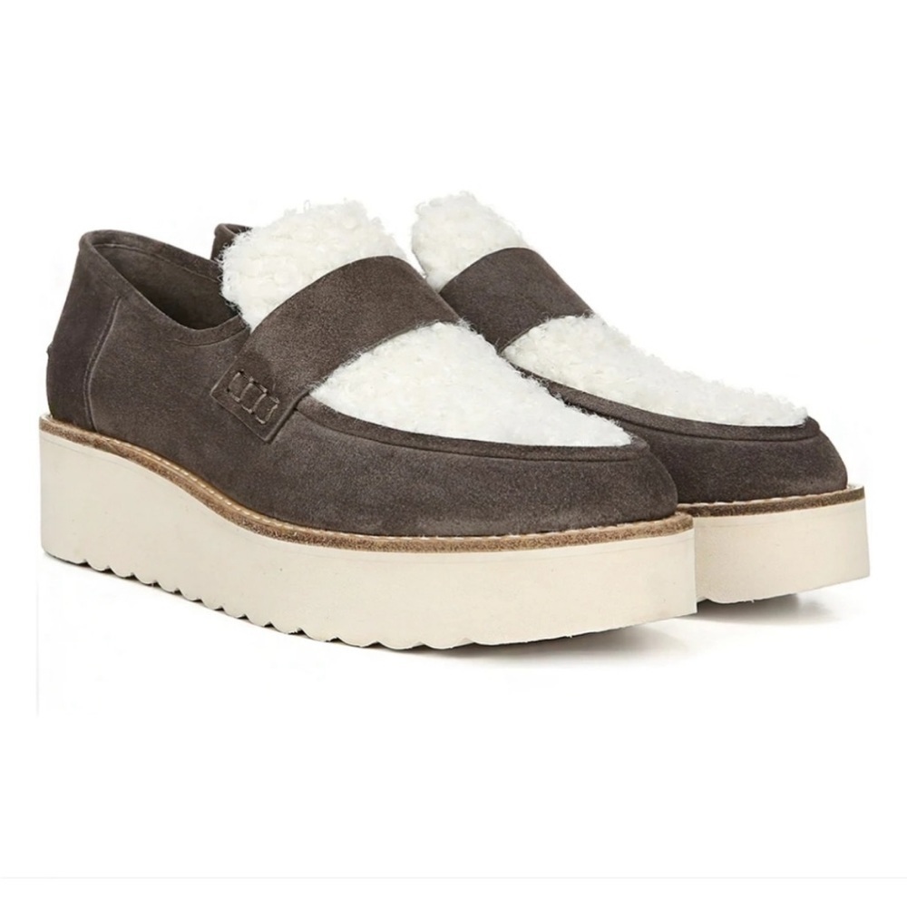 Vince Shearling Zola Suede Slip On Platform Loafer 6.5 - Picture 2 of 11